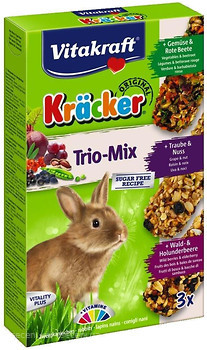 Фото Vitakraft Trio-Mix Крекер для кроликов с овощами, орехами и лесными ягодами 3 шт (4008239252272)