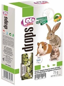 Фото Lolo Pets Drops Ласощі для гризунів і кроликів овочеві 75 г (LO-71032)