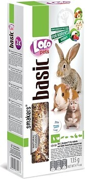 Фото Lolo Pets Basic Smakers Ласощі для гризунів і кроликів 3 в 1 135 г (LO-71113)