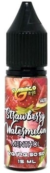 Фото Flamingo Salt Strawberry Watermelon Menthol Клубника + арбуз + ментол 35 мг 15 мл